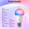 Smart Light Bulbs 6Pack with Remote, Color Changing Light Bulbs Work w/Alexa Google Home, 9W A19 E26 800LM Colored LED Bulb, 2.4GHz Only, 50+ DIY Scenes, App & Voice Control WiFi Light Bulbs - Image 7