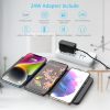 Wireless Charging Pad, ZealSound Ultra-Slim Triple Charger Station for Multiple 3 Devices & New Airpods Ultra Slim PU Leather Wireless Charging Mat W/AC Adapter for Smartphone Phone (Black) - Image 3